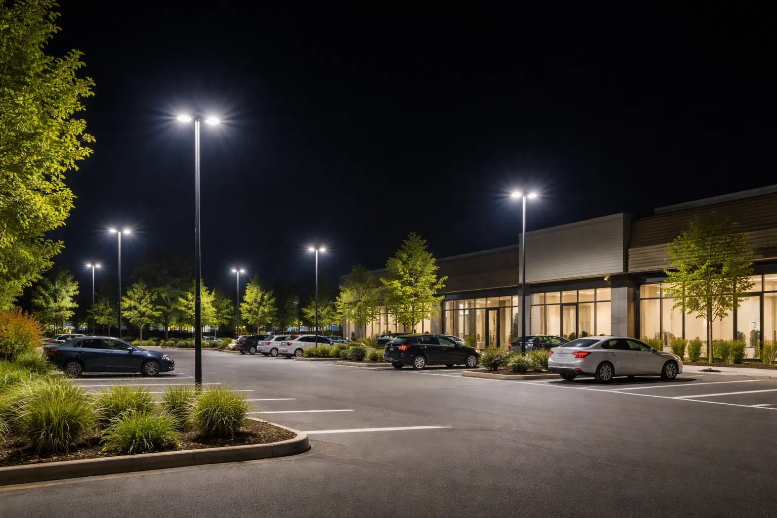 Area and street lighting over a parking lot