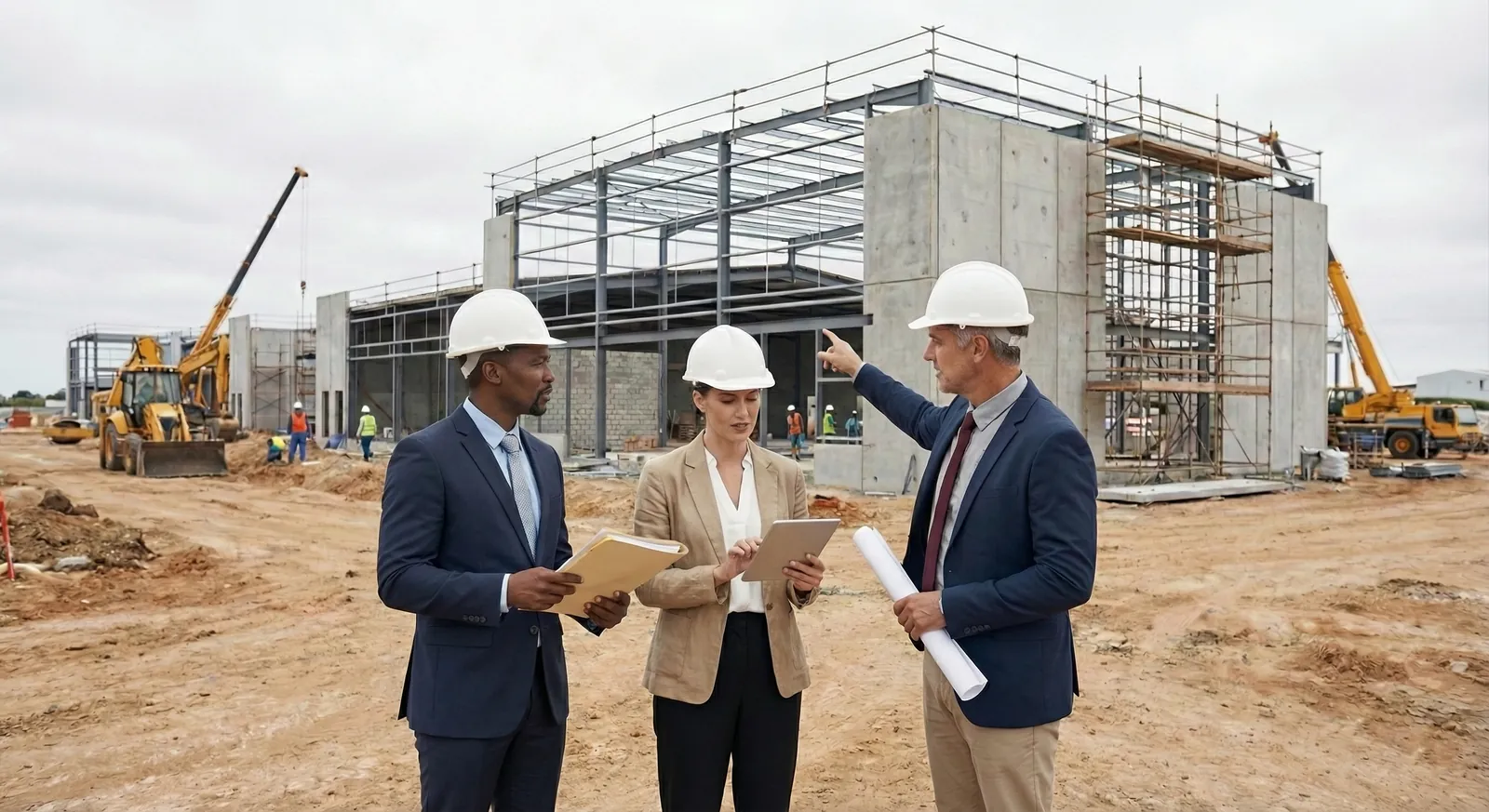 Property developer reviewing a commercial building project